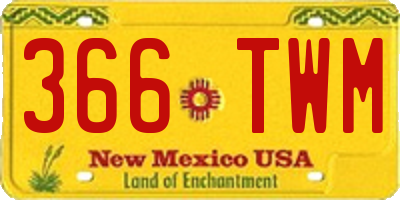 NM license plate 366TWM
