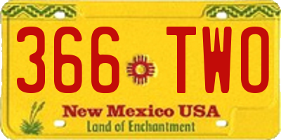 NM license plate 366TWO