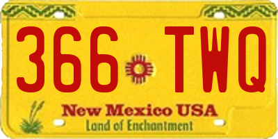 NM license plate 366TWQ