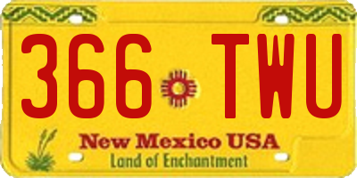 NM license plate 366TWU