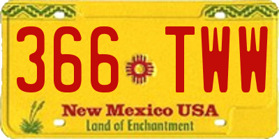 NM license plate 366TWW
