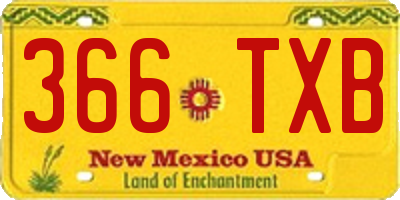 NM license plate 366TXB