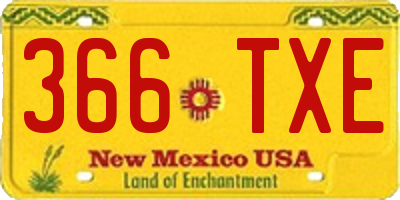 NM license plate 366TXE