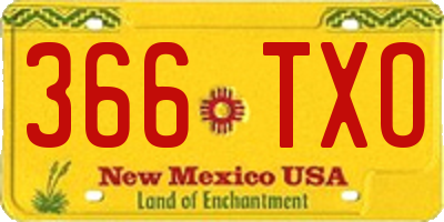 NM license plate 366TXO