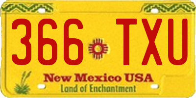 NM license plate 366TXU