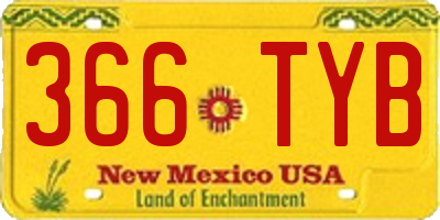 NM license plate 366TYB