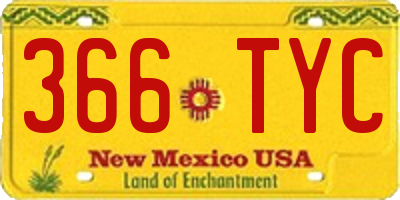NM license plate 366TYC