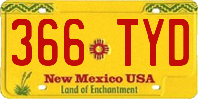 NM license plate 366TYD
