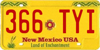 NM license plate 366TYI