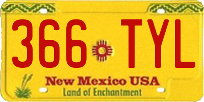 NM license plate 366TYL