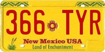 NM license plate 366TYR