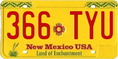NM license plate 366TYU