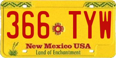 NM license plate 366TYW