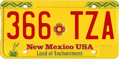 NM license plate 366TZA