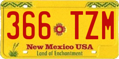 NM license plate 366TZM