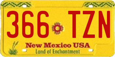 NM license plate 366TZN