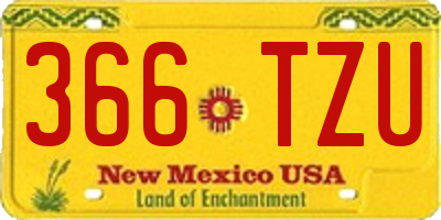 NM license plate 366TZU