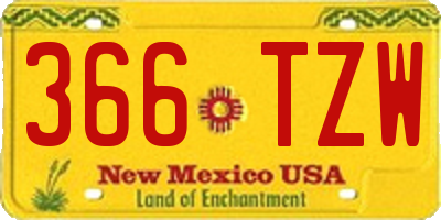 NM license plate 366TZW