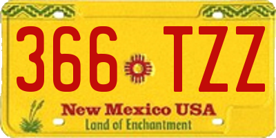 NM license plate 366TZZ