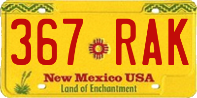 NM license plate 367RAK