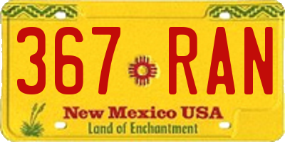 NM license plate 367RAN