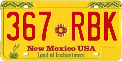 NM license plate 367RBK