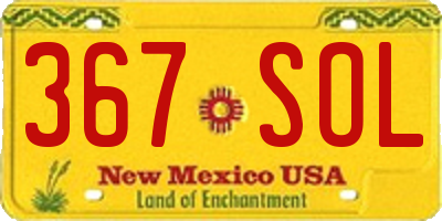 NM license plate 367SOL