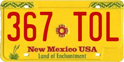 NM license plate 367TOL