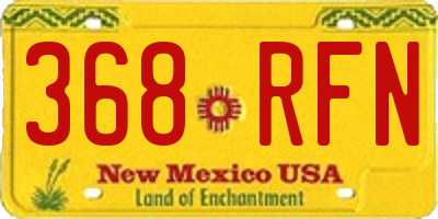 NM license plate 368RFN