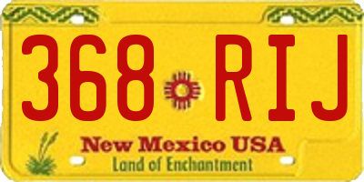 NM license plate 368RIJ