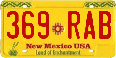 NM license plate 369RAB