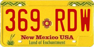 NM license plate 369RDW