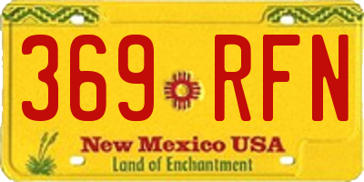 NM license plate 369RFN