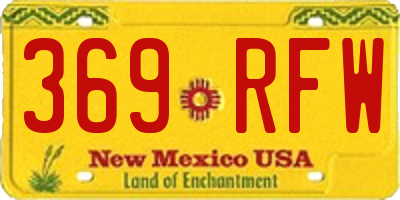 NM license plate 369RFW