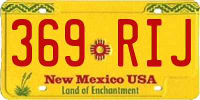 NM license plate 369RIJ
