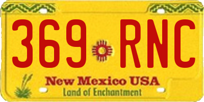 NM license plate 369RNC