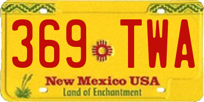NM license plate 369TWA