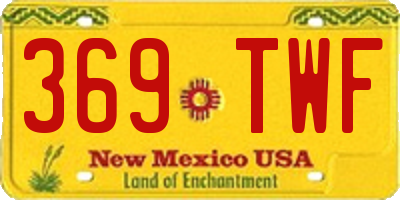 NM license plate 369TWF