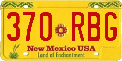 NM license plate 370RBG