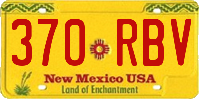 NM license plate 370RBV