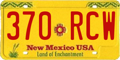 NM license plate 370RCW