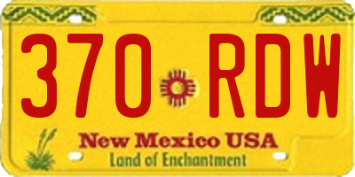 NM license plate 370RDW