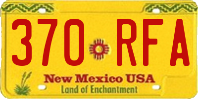 NM license plate 370RFA