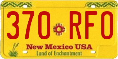 NM license plate 370RFO