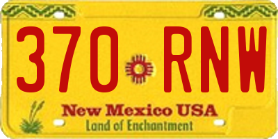 NM license plate 370RNW