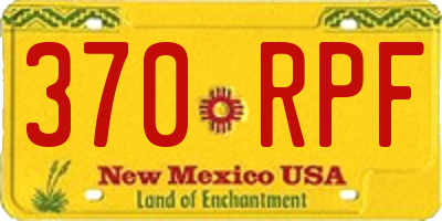 NM license plate 370RPF
