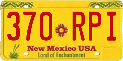 NM license plate 370RPI