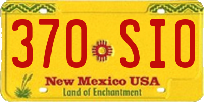 NM license plate 370SIO