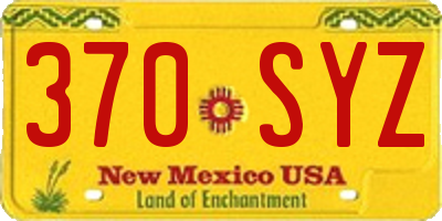 NM license plate 370SYZ