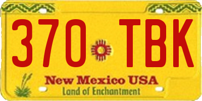 NM license plate 370TBK